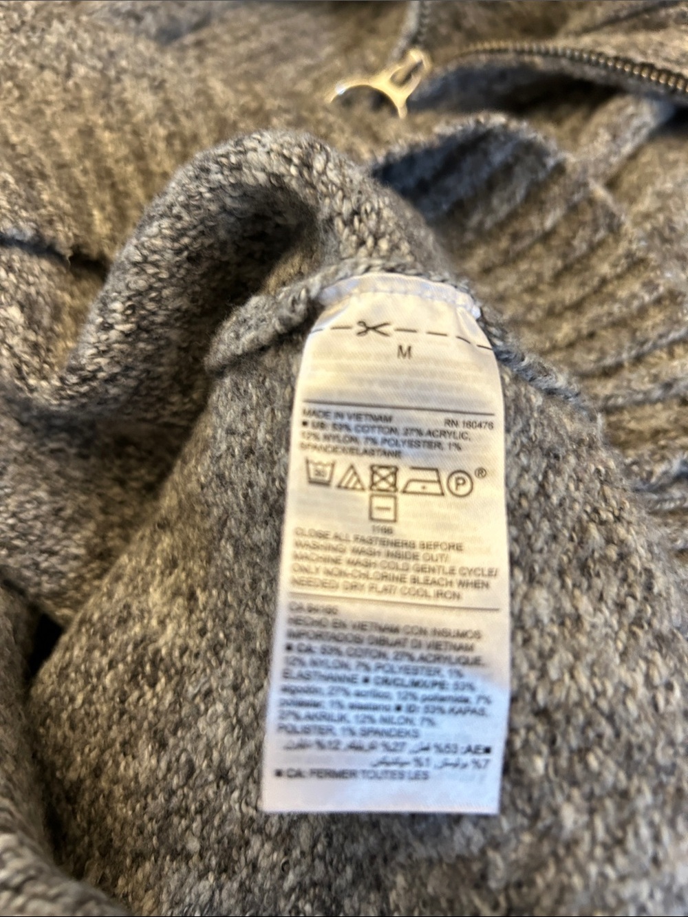 Old Navy Gray Quarter Zip Ribbed Turtleneck Sweater Size M EUC - Picture 7 of 7